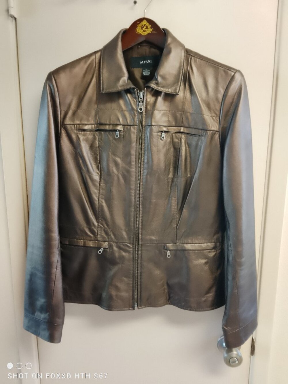 Women's Alfani Bronze Leather Jacket Large